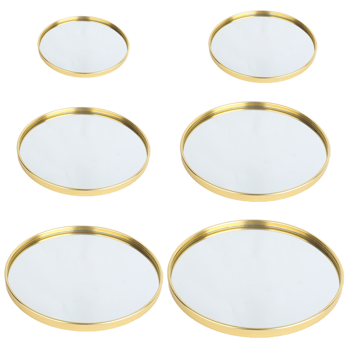 Decorative Mirror - ゴールドトーンの丸型ミラートレイ、ジュエリーやアロマセラピーオーナメント用の卓上収納プレート、寝室のドレッサーバニティのホームデコレーション