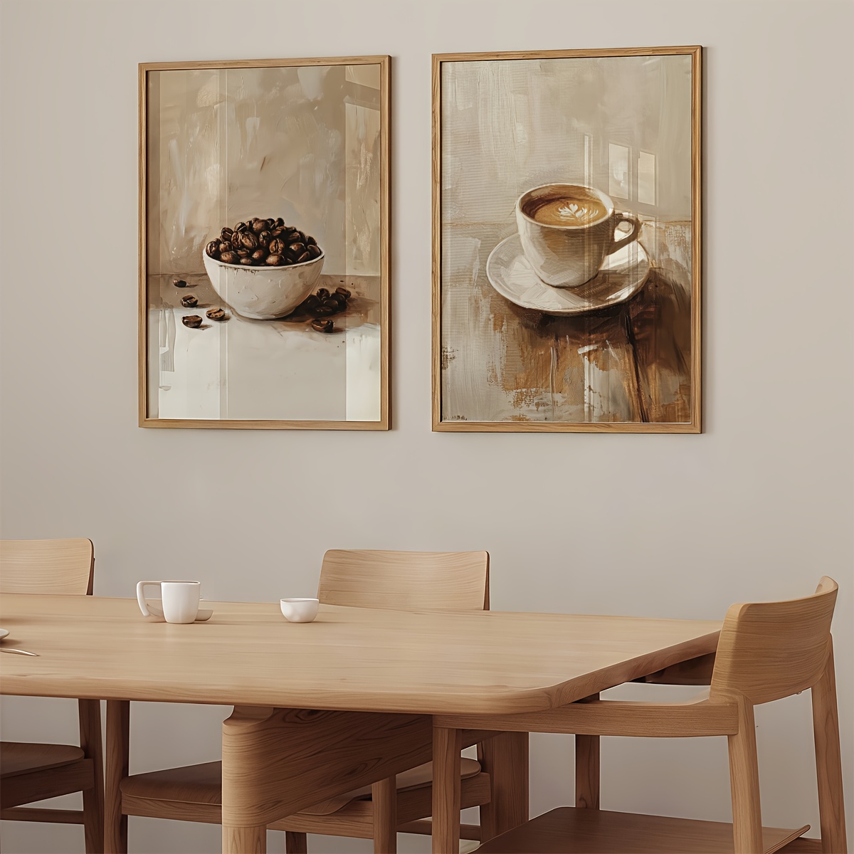 2 ピース/セットコーヒーカップとコーヒー豆キッチンキャンバ - Abstract Canvas Set のレビューと価格