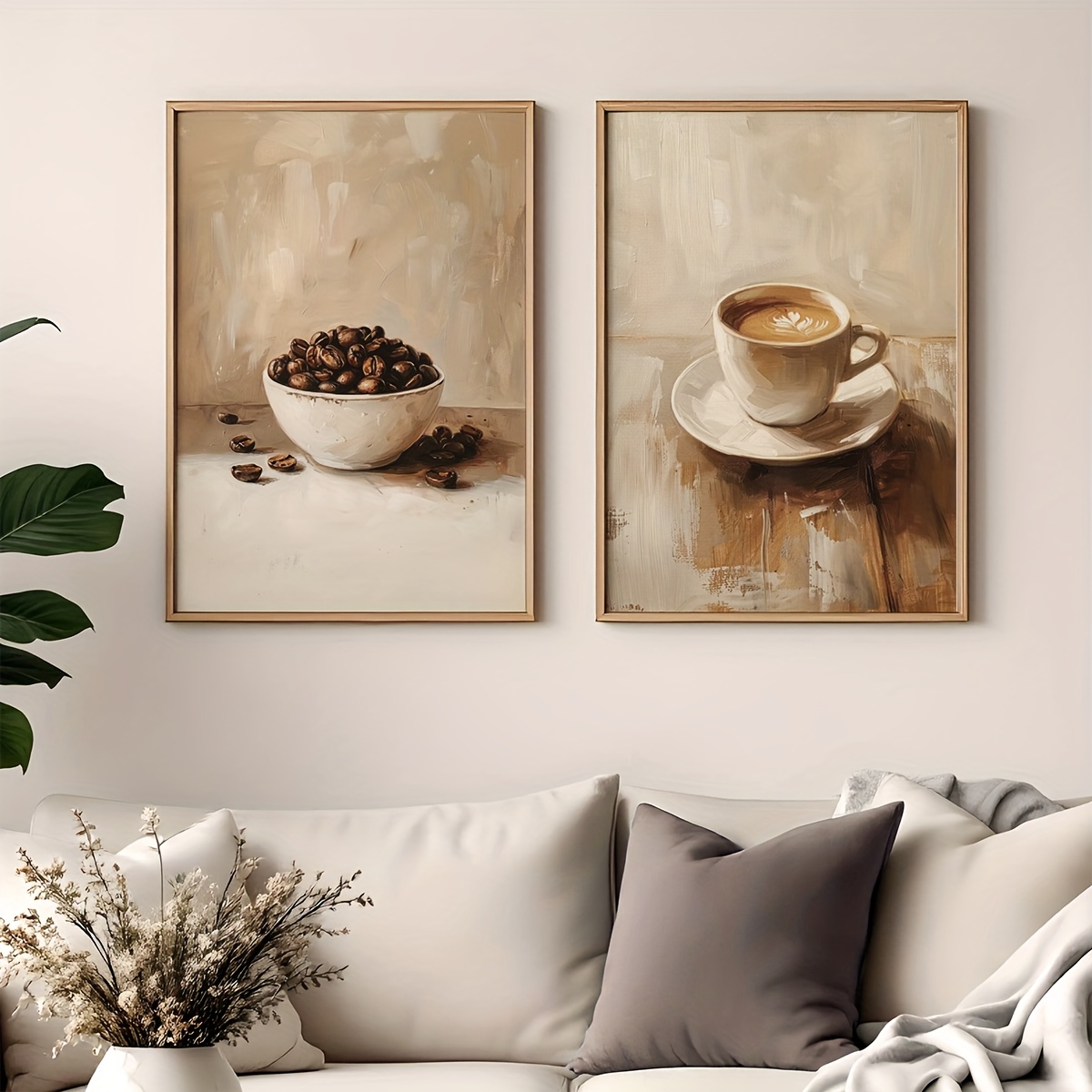 2 ピース/セットコーヒーカップとコーヒー豆キッチンキャンバ - Abstract Canvas Set のレビューと価格