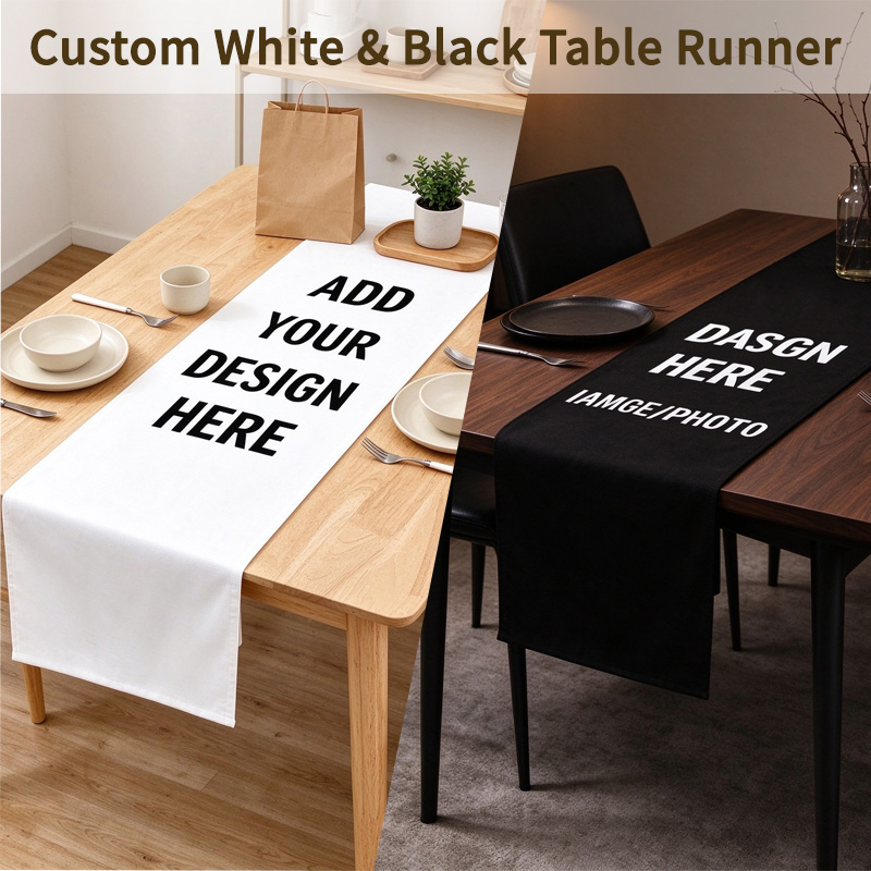 オーダーメイドのテーブルランナー1枚。黒または白。幅30cm - Table Runner のレビューと価格
