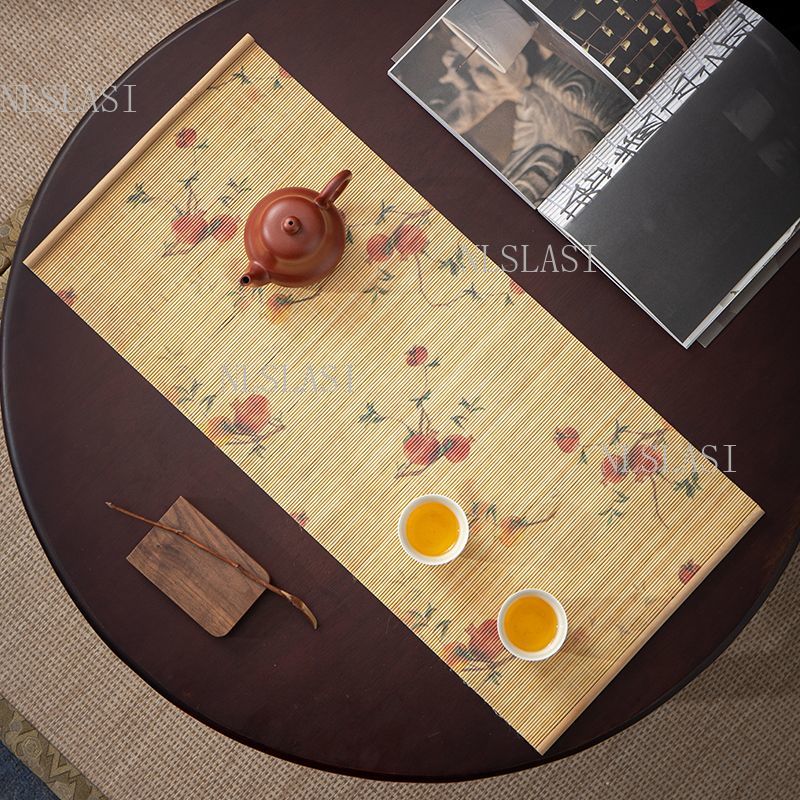 竹製テーブルランナー、蝶と花の模様がプリントされた中国風のテ - Table Runner のレビューと価格