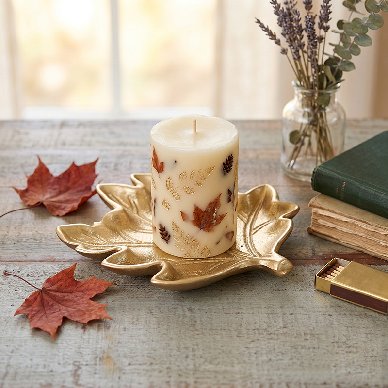 アンティーク調のゴールド装飾トレイ、葉っぱと花のモチーフが施 - Candle Holder Decor のレビューと価格