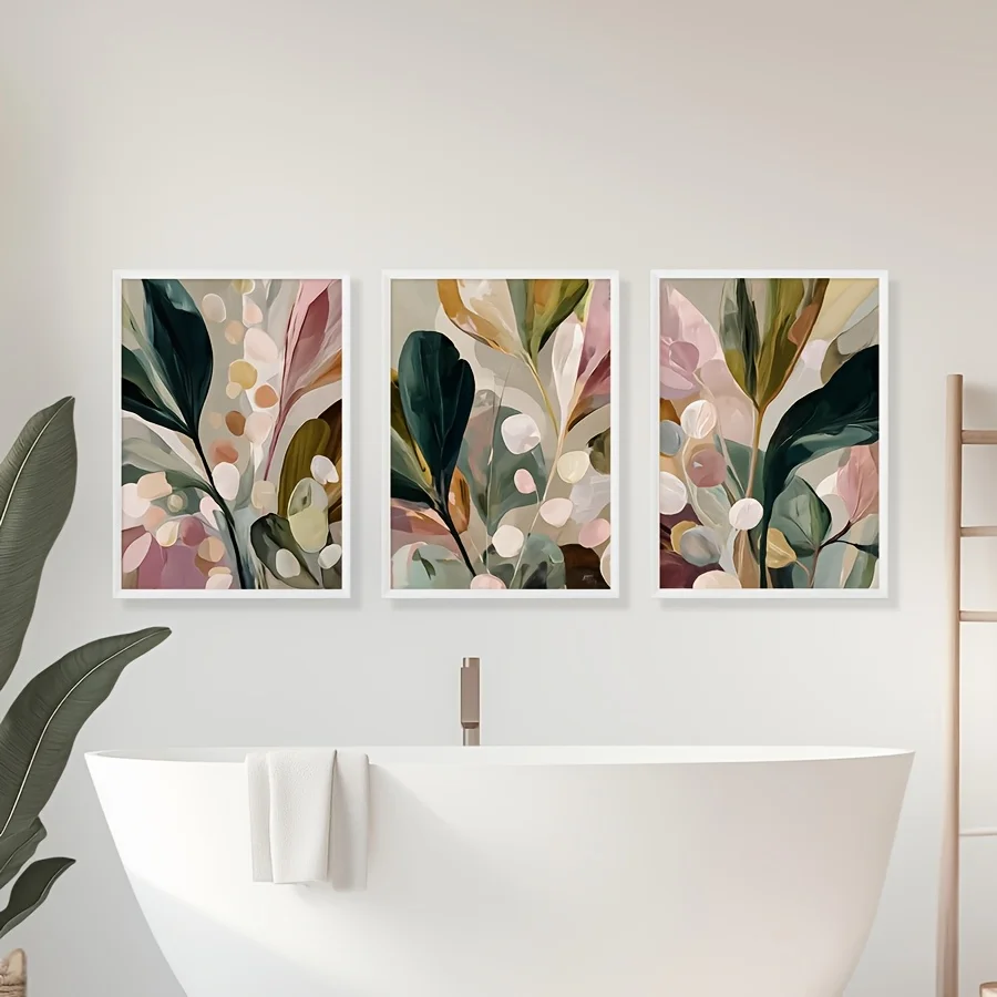 大型サイズ、3枚1セット、ボヘミアン調、ニュートラルなアース - Abstract Canvas Set のレビューと価格
