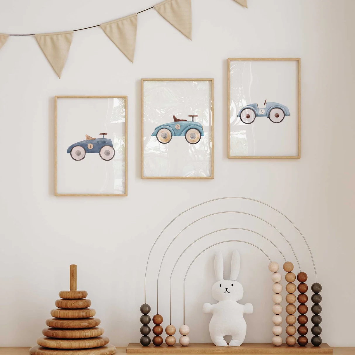 3 個漫画ヴィンテージレースカー壁アートプリントキャンバス絵 - Interior Design Living Room のレビューと価格