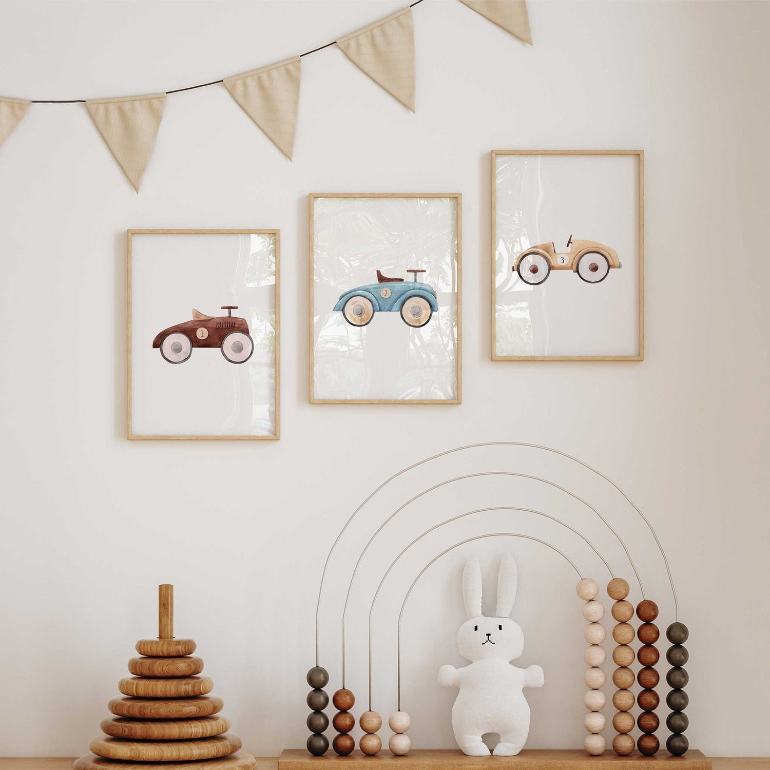 3 個漫画ヴィンテージレースカー壁アートプリントキャンバス絵 - Interior Design Living Room のレビューと価格