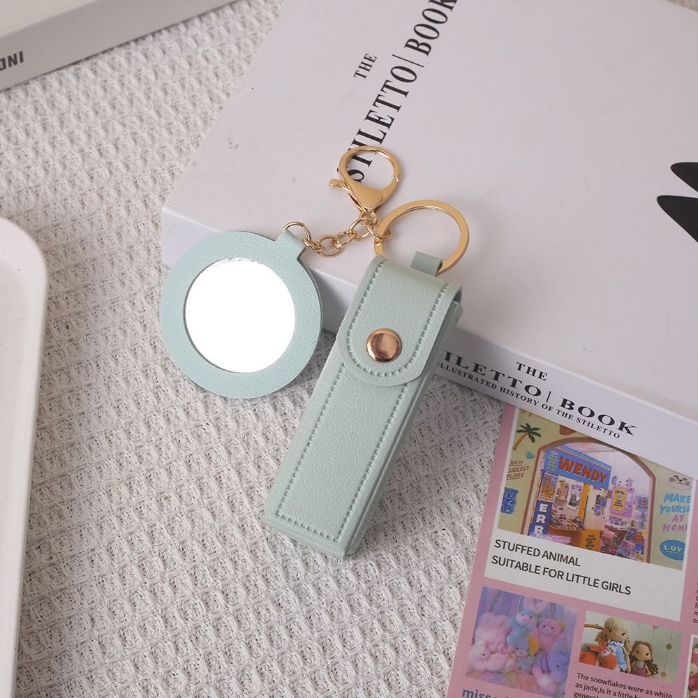 ポータブルPUレザーリップスティックボックス、キーチェーン、 - Decorative Mirror のレビューと価格