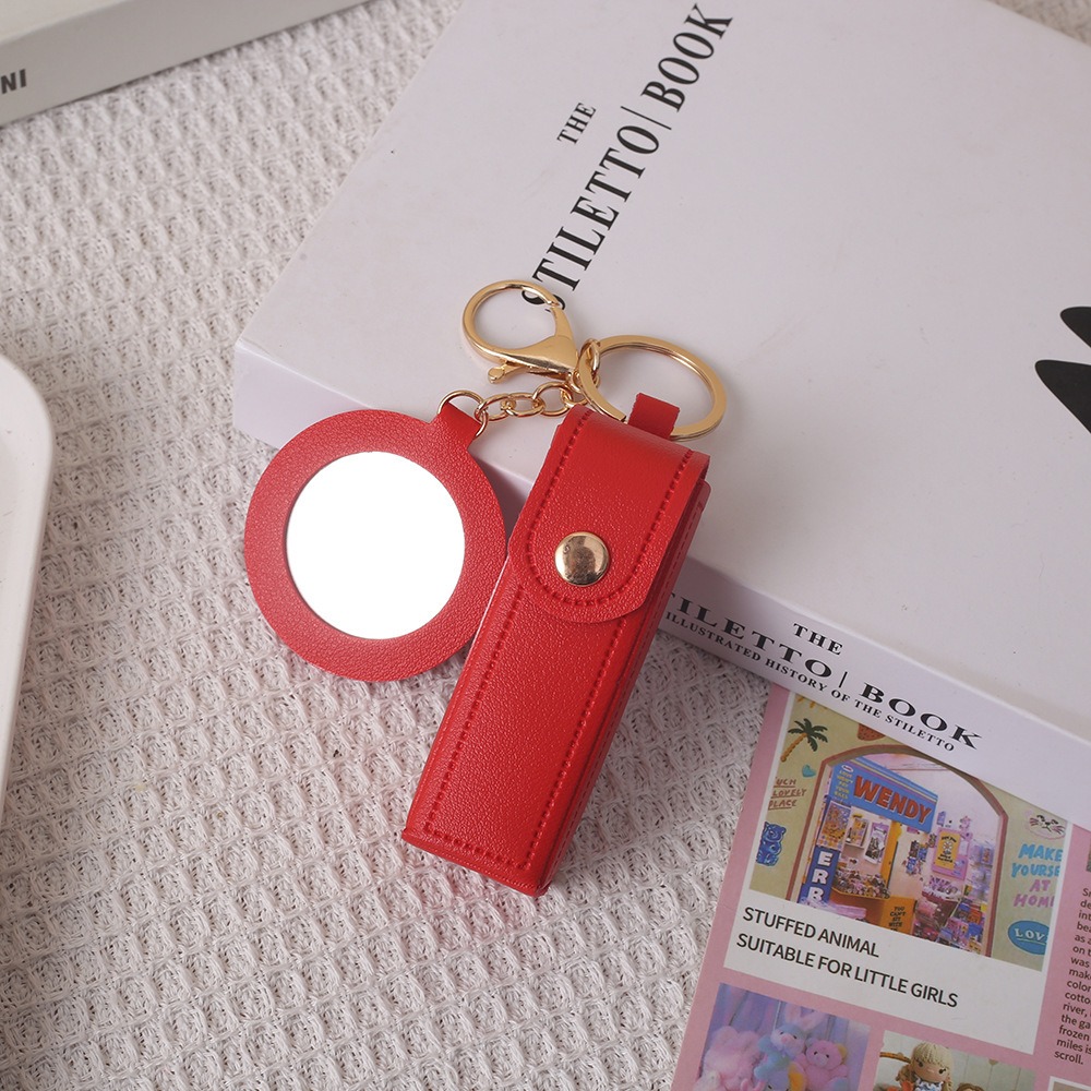 ポータブルPUレザーリップスティックボックス、キーチェーン、 - Decorative Mirror のレビューと価格