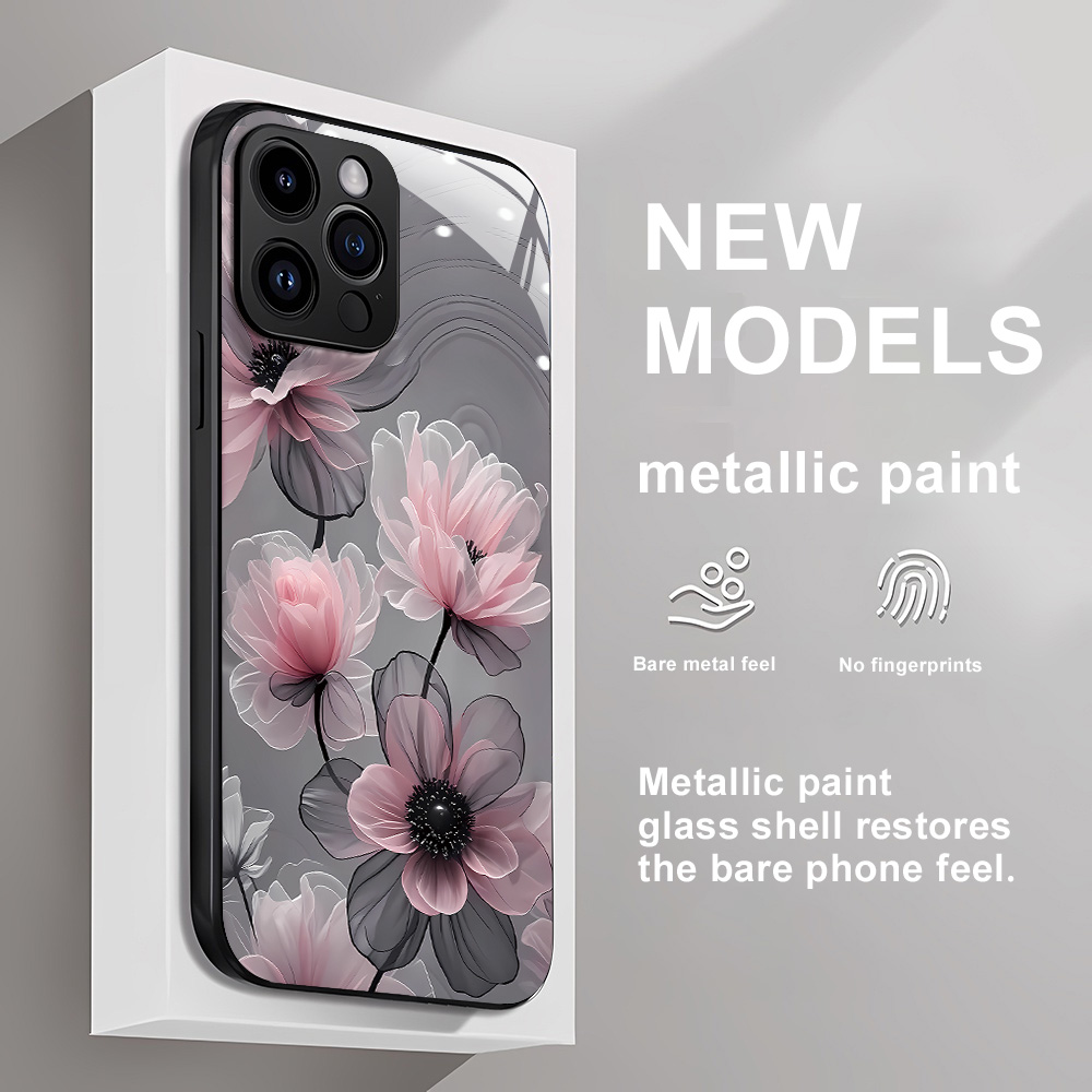フラワーテンパードガラスケース iPhone 12ケース i - Vase Decor のレビューと価格