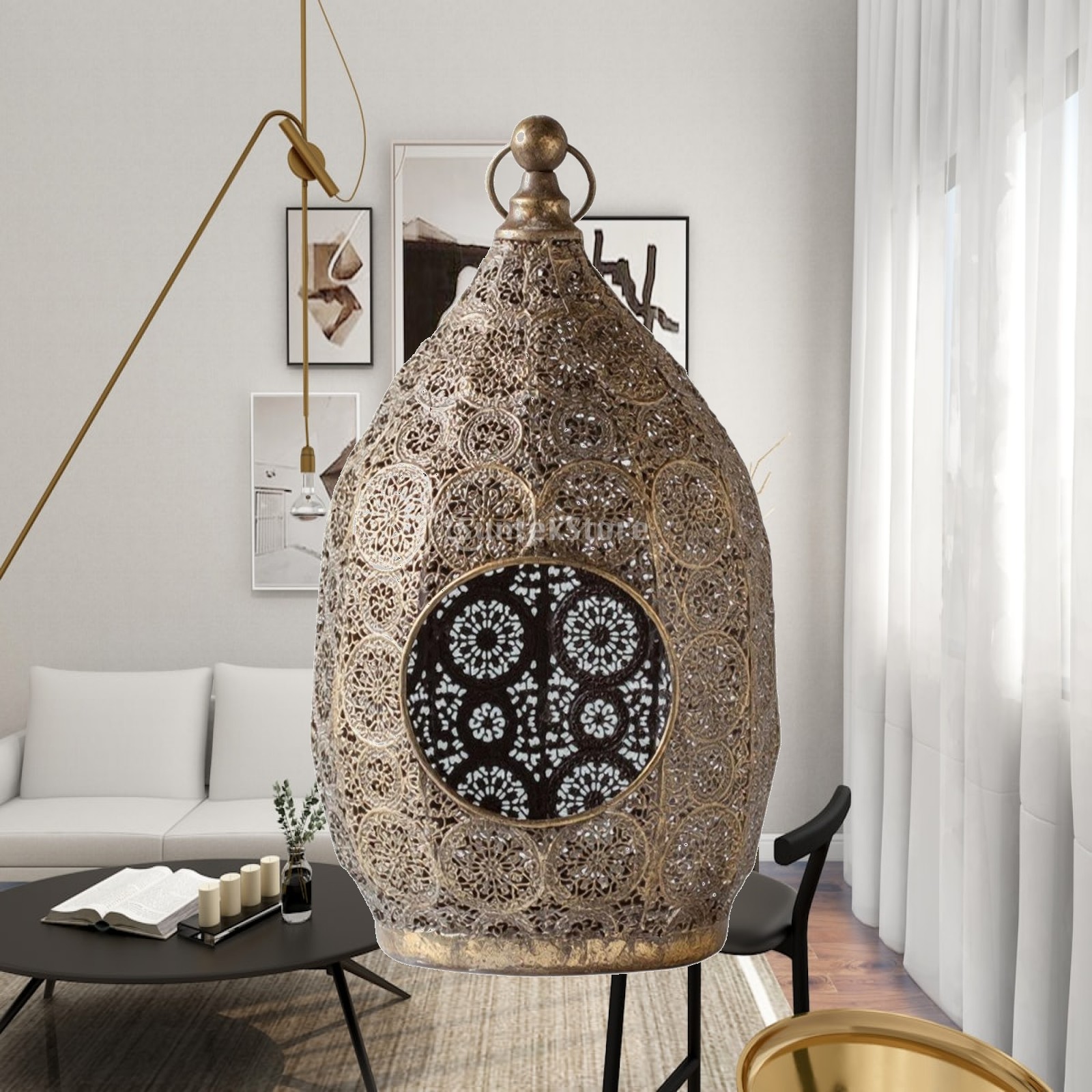 卵型のキャンドルランタン、装飾付き、ヴィンテージ風の透かし彫 - Candle Holder Decor のレビューと価格
