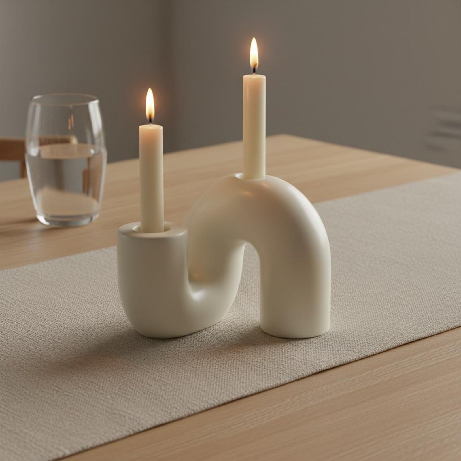 波状セラミックキャンドルホルダー ミニマリストデザイン 抽象 - Candle Holder Decor のレビューと価格