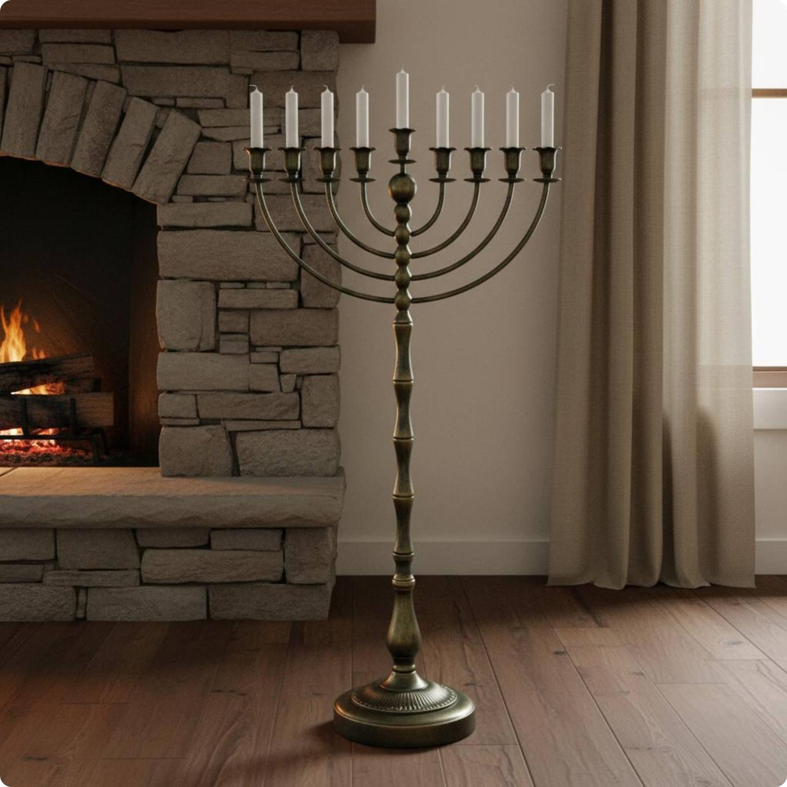 背の高いブロンズ製の燭台。9本の枝があり、ダイニングルームの - Candle Holder Decor のレビューと価格