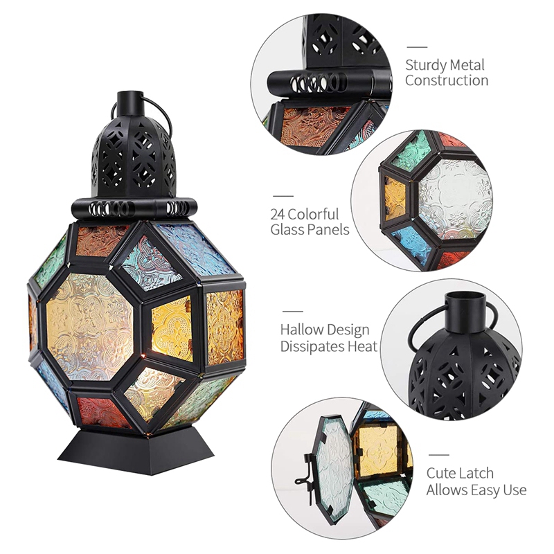 レトロな鉄製キャンドルランタン、ポータブルモロッコ風ステンド - Candle Holder Decor のレビューと価格