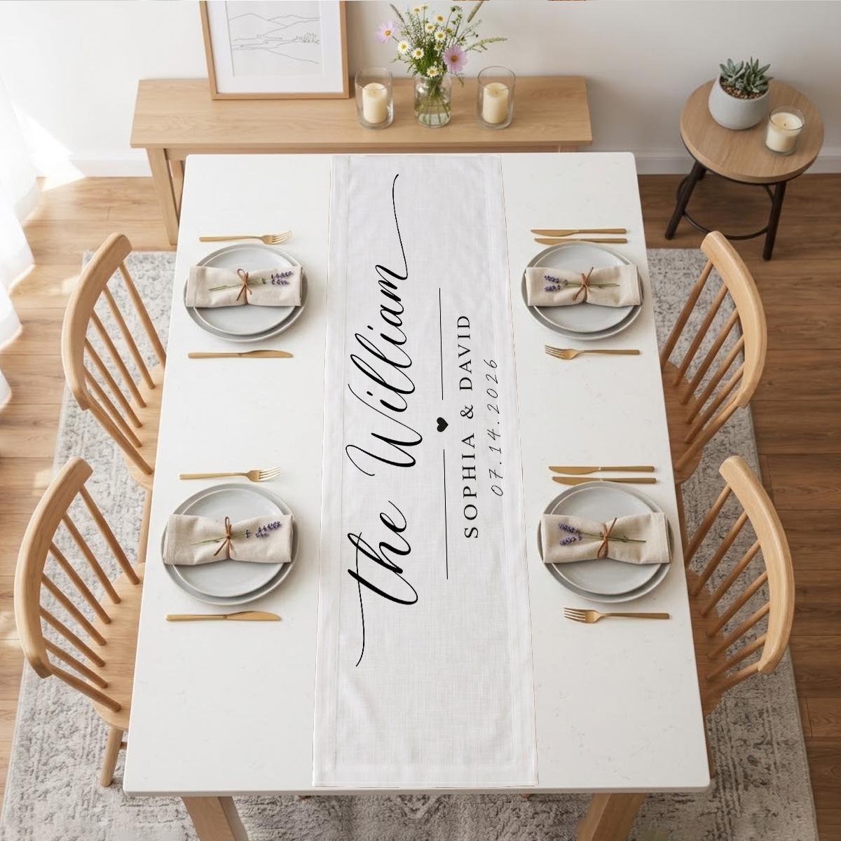 オーダーメイドのウェディングテーブルランナー、ミニマルなデザ - Table Runner のレビューと価格