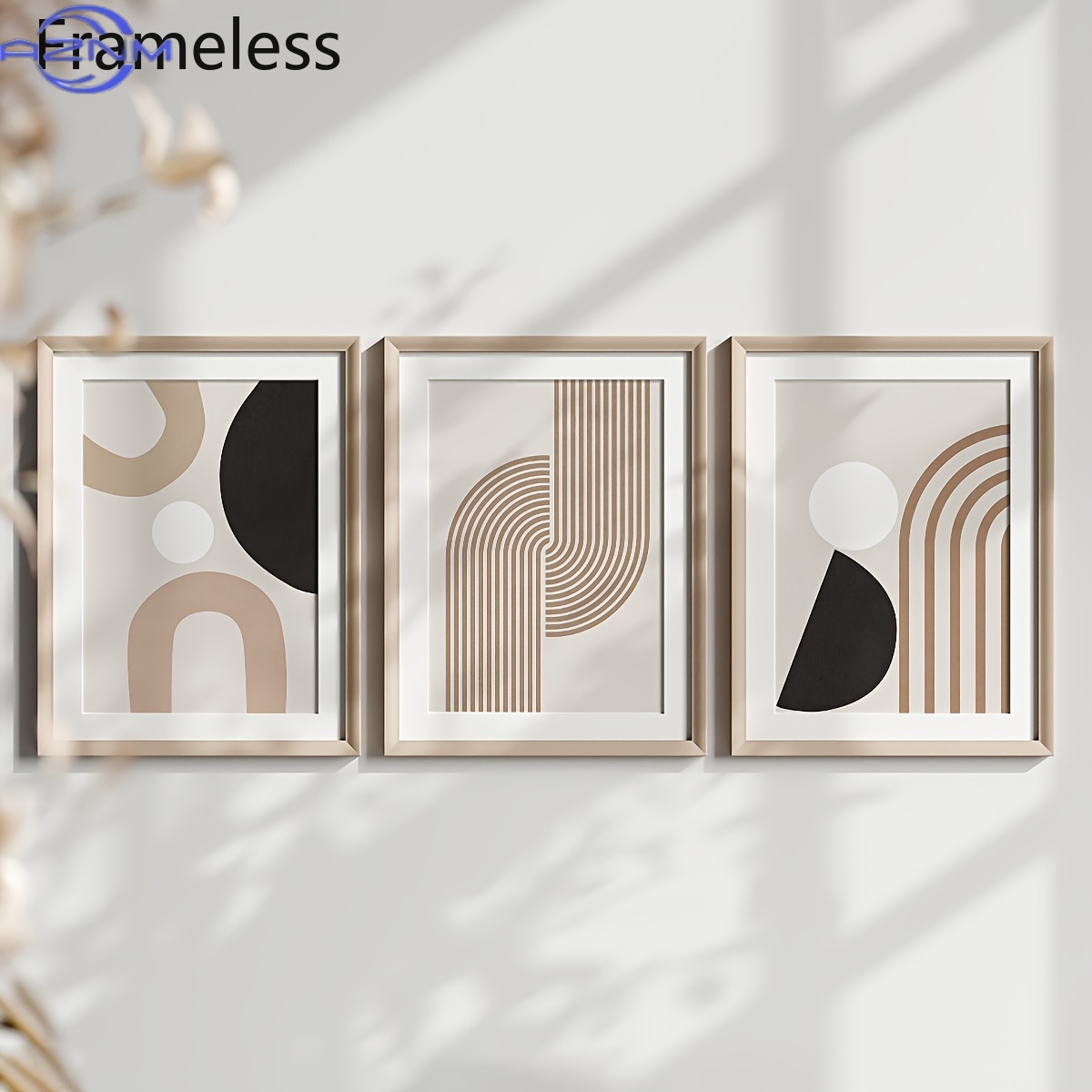 3ピース モダンミニマリスト抽象ラインキャンバスアート、ベー - Abstract Canvas Set のレビューと価格