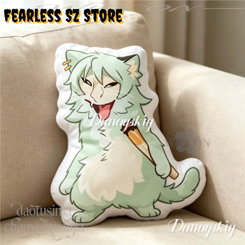 チェインスモーカーキャット Qバージョンドール かわいいホー - Throw Pillow のレビューと価格