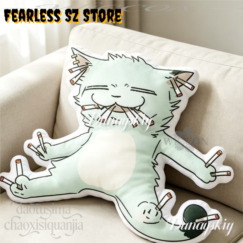 チェインスモーカーキャット Qバージョンドール かわいいホー - Throw Pillow のレビューと価格