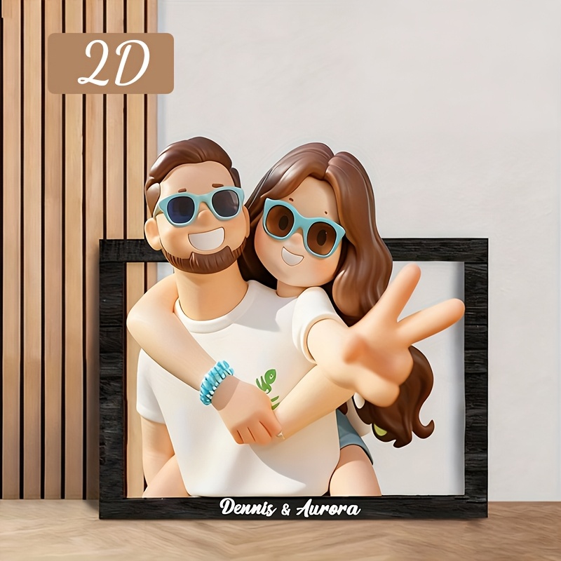 パーソナライズされた3D漫画風フォトフレーム。記念日、結婚、 - Picture Frame のレビューと価格