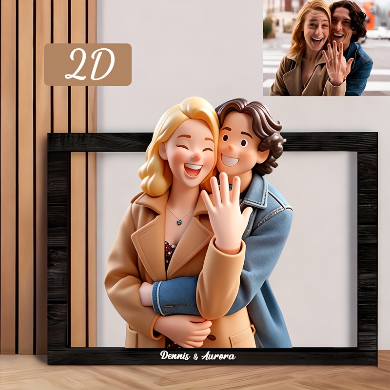 パーソナライズされた3D漫画風フォトフレーム。記念日、結婚、 - Picture Frame のレビューと価格